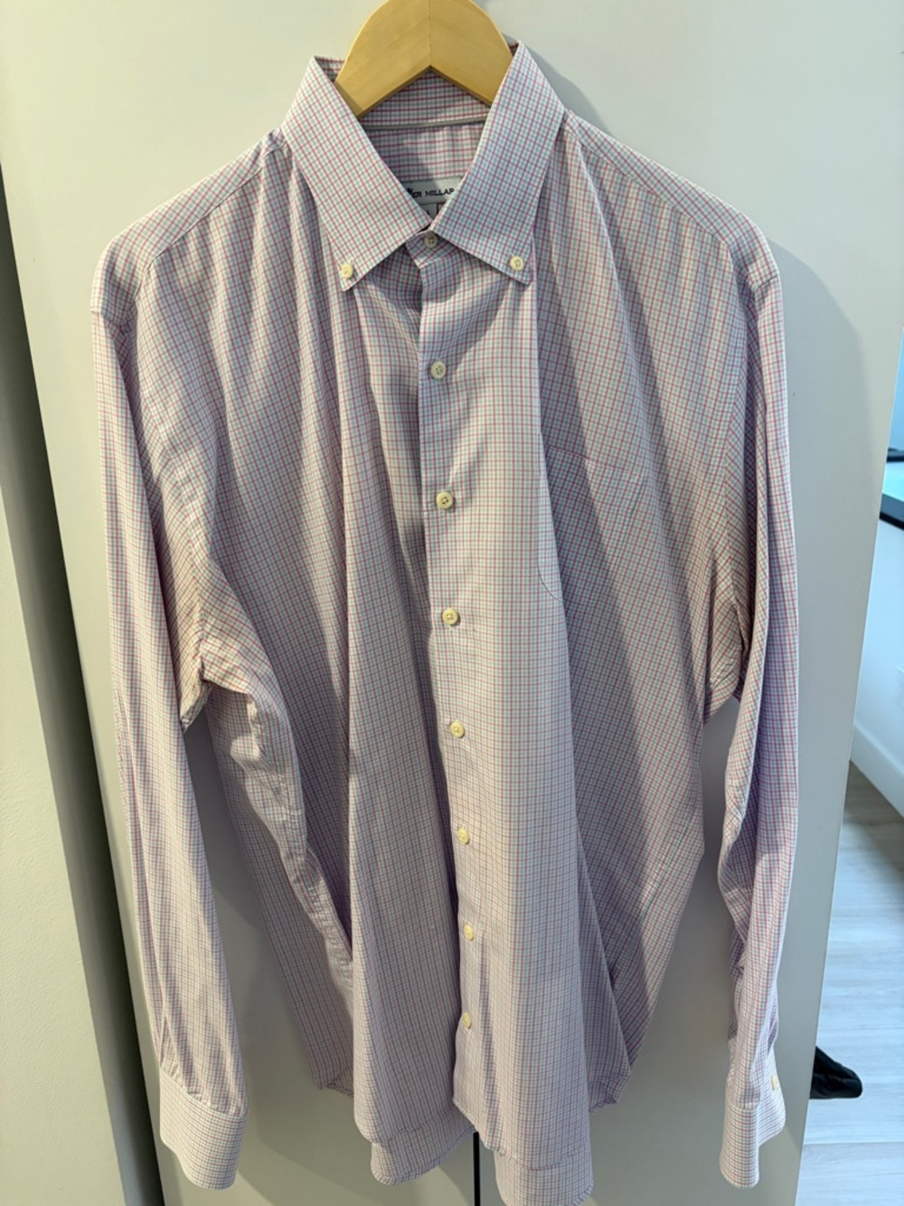 Men's Peter Millar Button-Down Check Dress Shirt - Light Purple